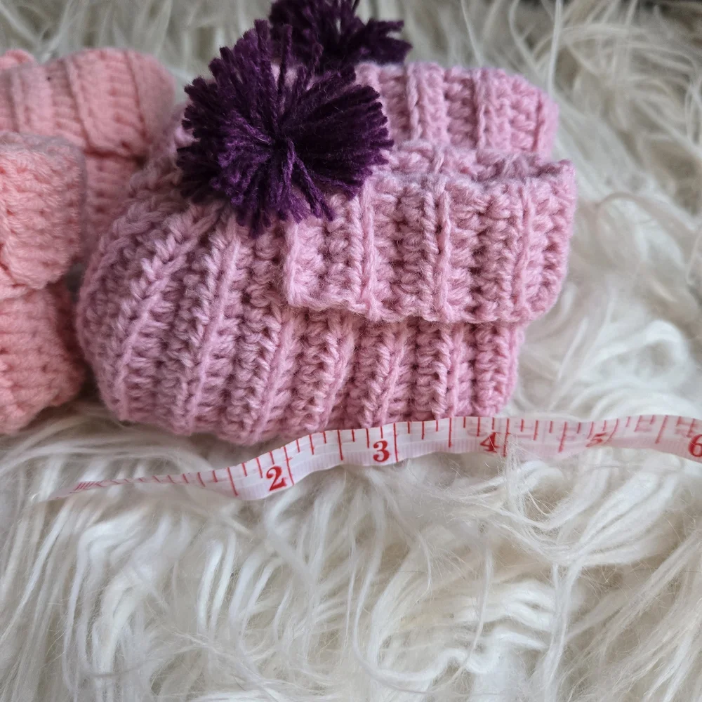 Pink and Purple Knit Baby Booties